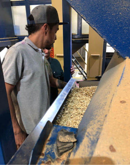 Clearpath Coffee - Dry mill - Person and machine